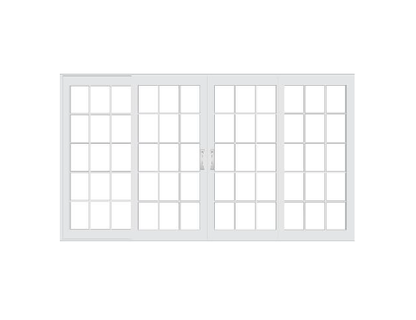 PELLA Lifestyle Series Contemporary 4 Panel OXXO 140.125" X 81.5" Advanced Low-E Insulating Tempered Argon Fill Glass Assembled Sliding/Gliding Patio Door Grilles/Screen Options