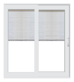 PELLA 95.25" X 81.5" Lifestyle Series Contemporary 2 Panel Hinged Glass With Manual Blinds/Shades Advanced Low-E Insulating Tempered Argon Fill Glass Assembled Sliding/Gliding Patio Door Screen Option