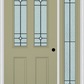 MMI 2-1/2 Lite 2 Panel 6'8" Fiberglass Smooth Beaufort Patina Exterior Prehung Door With 1 Full Lite Beaufort Patina Decorative Glass Sidelight 692
