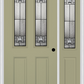 MMI 2-1/2 LITE 2 PANEL 6'8" FIBERGLASS SMOOTH NOBLE PATINA EXTERIOR PREHUNG DOOR WITH 1 HALF LITE NOBLE PATINA DECORATIVE GLASS SIDELIGHT 692