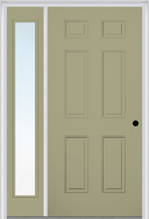 MMI 6 Panel 3'0" X 6'8" Fiberglass Smooth Exterior Prehung Door With 1 Full Lite Clear Or Privacy/Textured Glass Sidelight 21