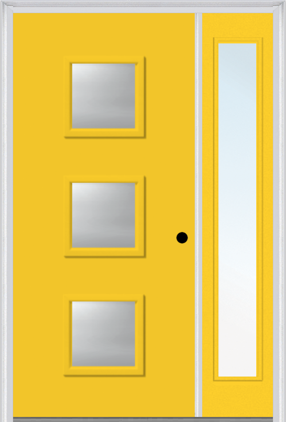 MMI 3 Lite Square 3'0" X 6'8" Fiberglass Smooth Clear Or Frosted Glass Exterior Prehung Door With 1 Craftsman Full Lite Low-E Sidelight 840Q3