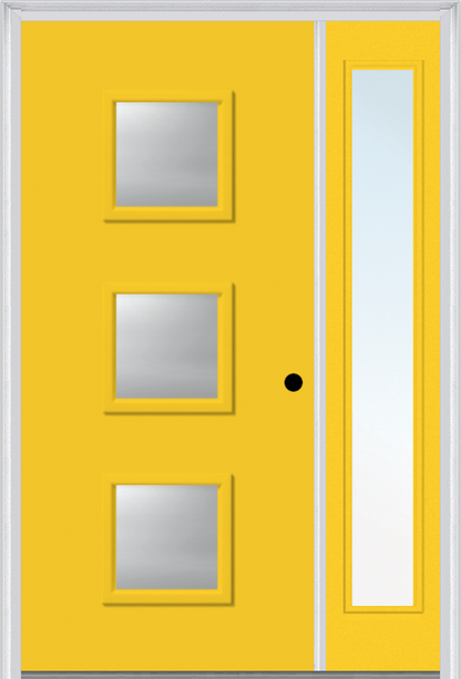 MMI 3 Lite Square 3'0" X 6'8" Fiberglass Smooth Clear Or Frosted Glass Exterior Prehung Door With 1 Craftsman Full Lite Low-E Sidelight 840Q3