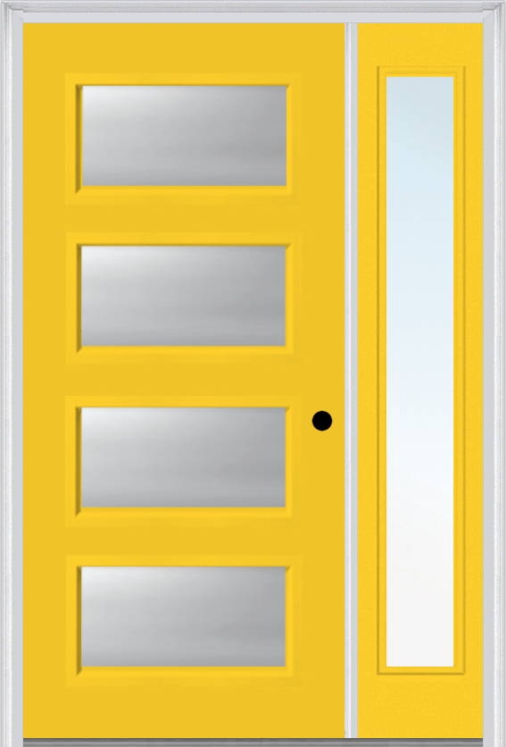 MMI 4 Lite 3'0" X 6'8" Fiberglass Smooth Clear Or Frosted Glass Exterior Prehung Door With 1 Craftsman Full Lite Low-E Sidelight 651H4