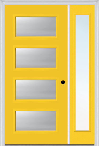 MMI 4 Lite 3'0" X 6'8" Fiberglass Smooth Clear Or Frosted Glass Exterior Prehung Door With 1 Craftsman Full Lite Low-E Sidelight 651H4